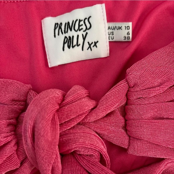 Princess Polly pink tie-up crop top and high waisted flare pants set - US size 6 - Picture 4 of 5